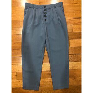Anthropologie Button Fly High Rise Straight Leg Blue Capris Size 10